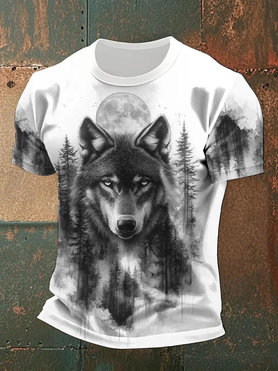 Herren Holz Wolf bedruckte lässige T-Shirts