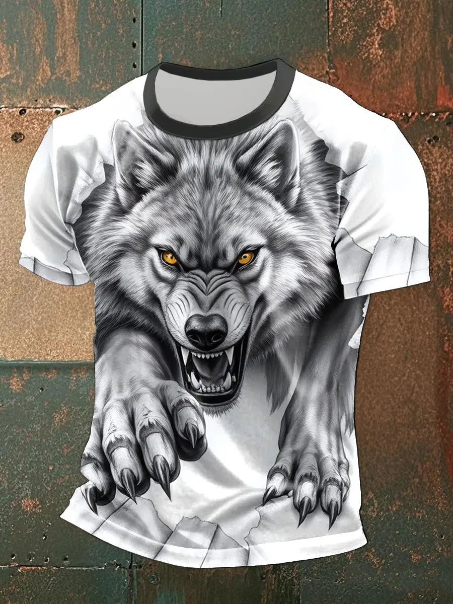 Freizeit-T-Shirts mit Wolfs druck für Männer
