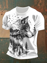 Herren Wolf Silhouette bedruckte lässige T-Shirts