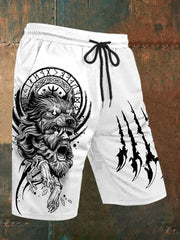 Herren Viking Wolf Paw Scratch Print Freizeit shorts