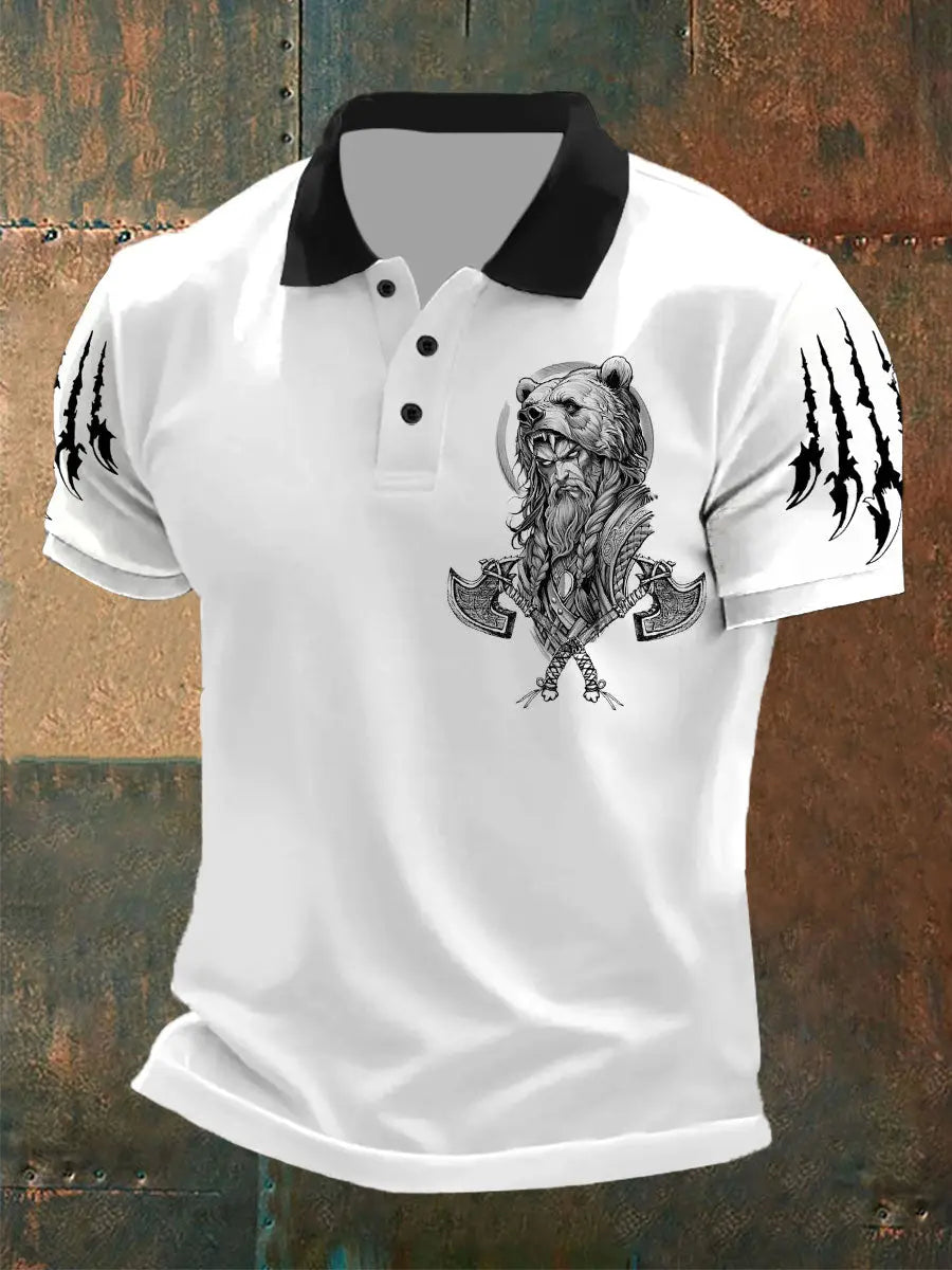 Herren Viking Wolf Print lässige Oberteile