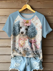 Damen-Hunde-Print-Freizeit-T-Shirts