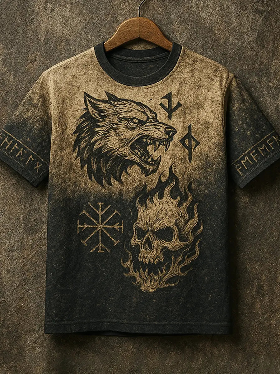 Herren Viking Wolf Totem T-Shirt