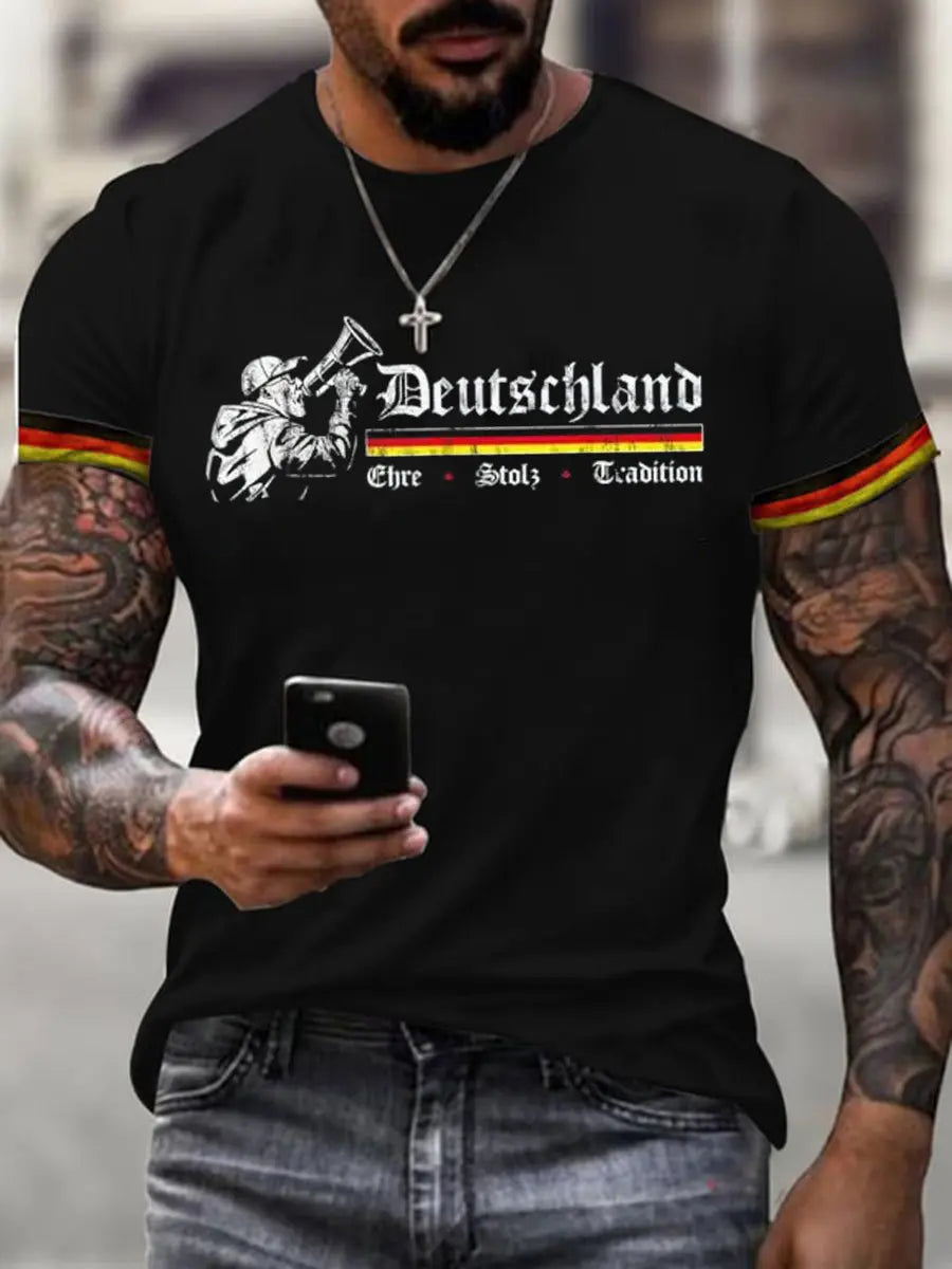 Deutschland bedrucktes Kurzarm-T-Shirt für Männer