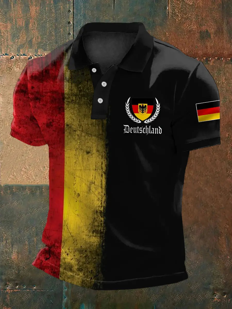 Herren Vintage Deutschland Print Casual Top