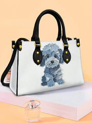 Damen-Hunde-Patchwork-Umhängetasche aus Leder