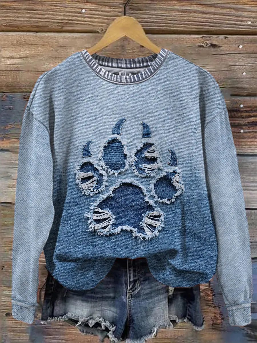Damen Jeans pfote Sweatshirt