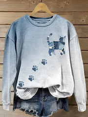 Damen schöne Katze Patchwork Kunst Steigung Sweatshirt