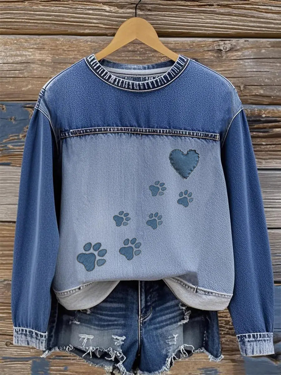 Damen Jeans pfote Sweatshirt