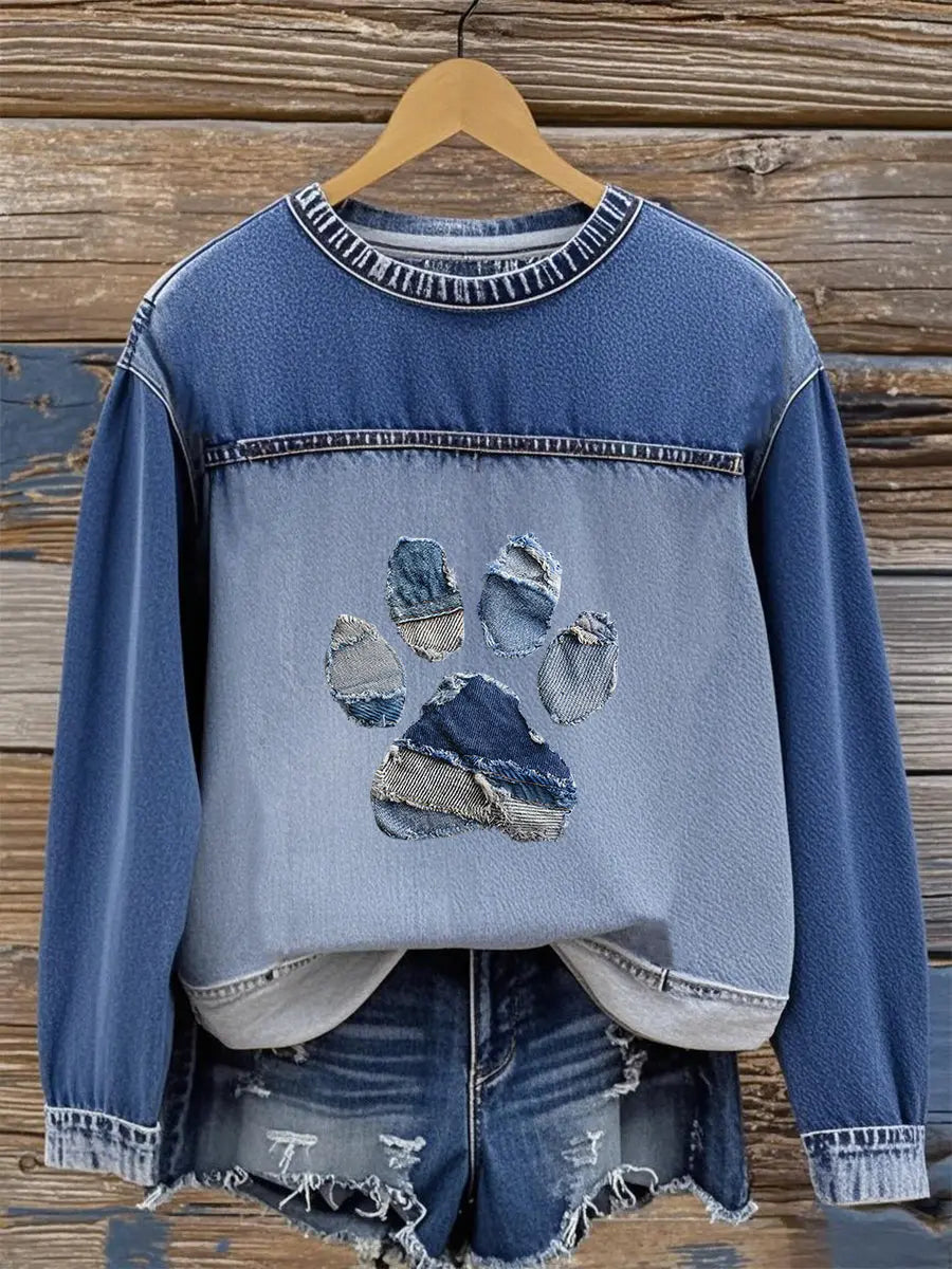 Damen Jeans pfote Sweatshirt
