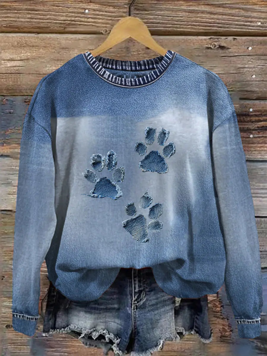 Damen Jeans pfote Sweatshirt
