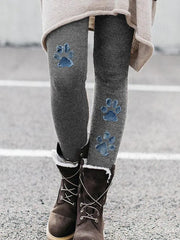 Damen-Denim-Pfoten-Leggings