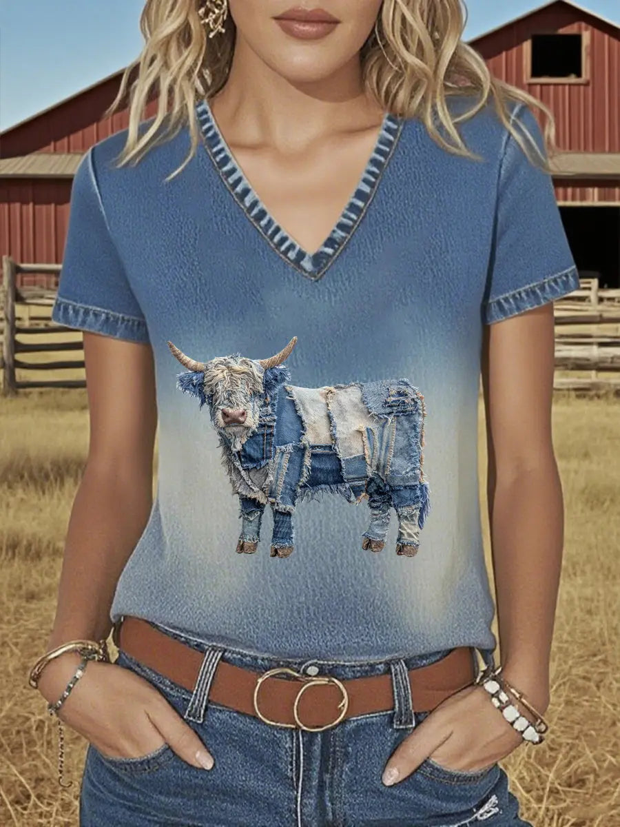 T-Shirt für Frauen im westlichen Hochland rinder