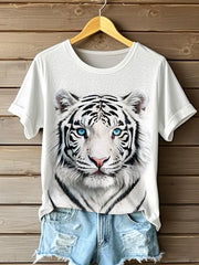 Frauen weiße Tiger Gesicht Spaß Print Freizeit T-Shirts