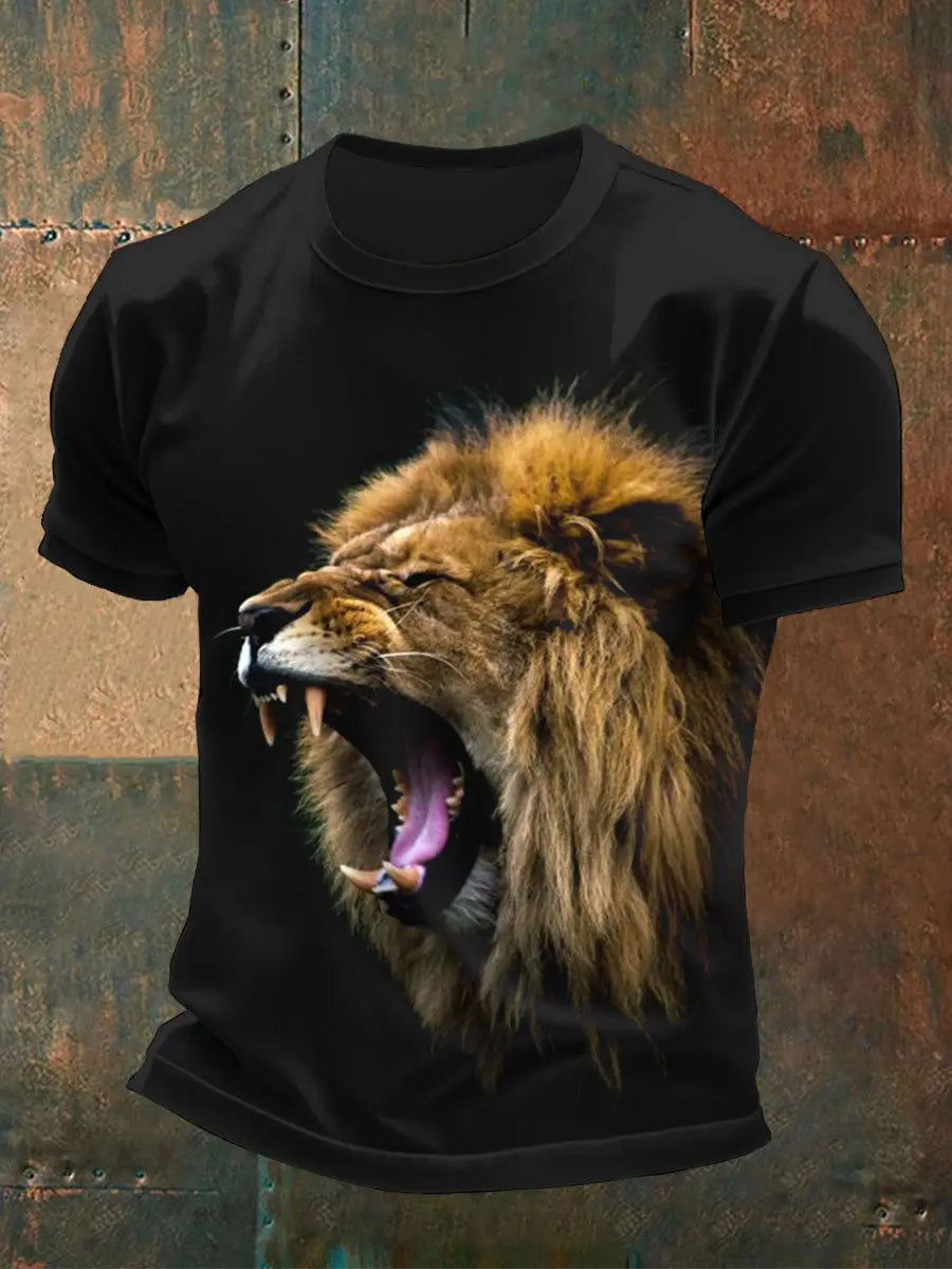 Männer wilde T-Shirts mit Löwen-Gesichts druck