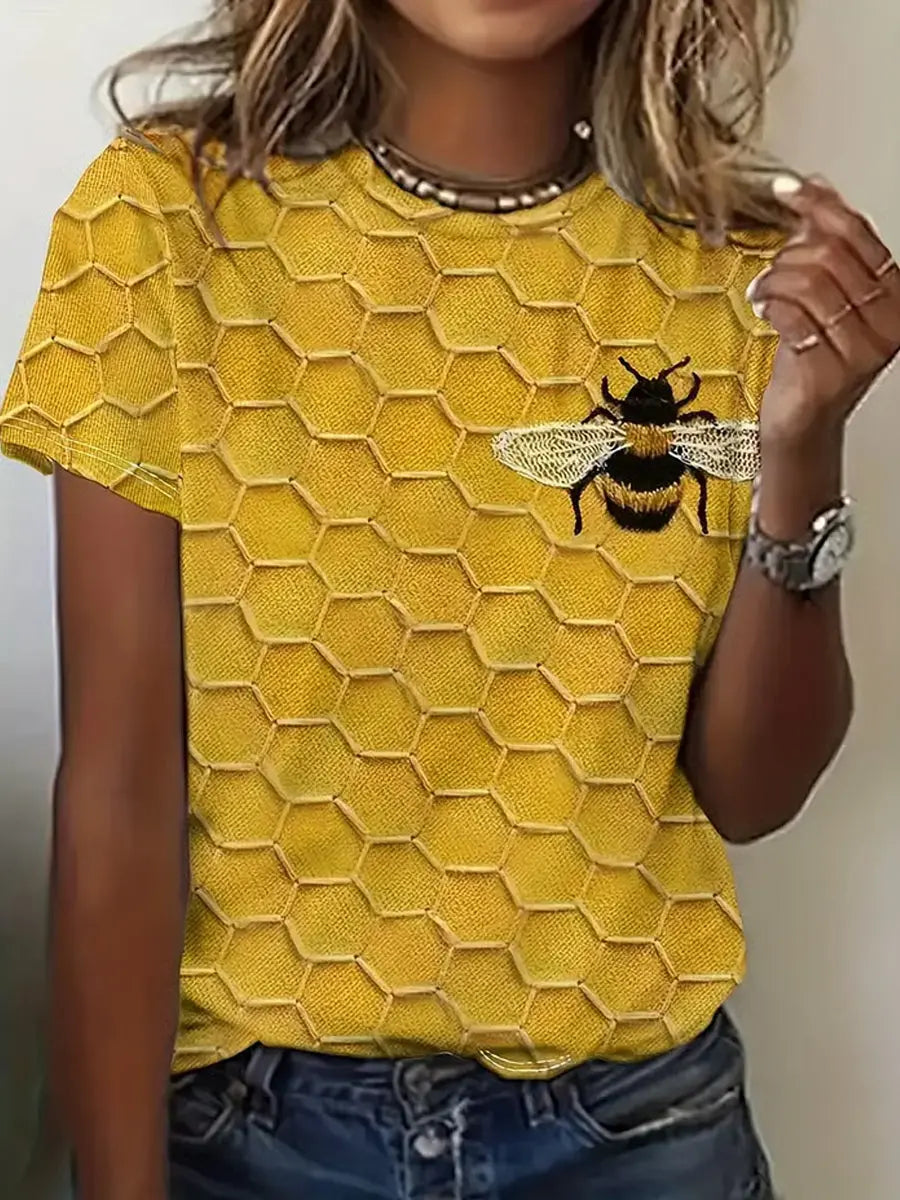 Damen Bienen druck Casual T-Shirt