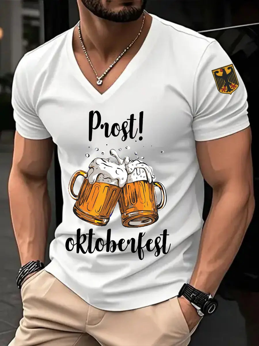 Herren Prost Oktoberfest bedrucktes Kurzarm-T-Shirt