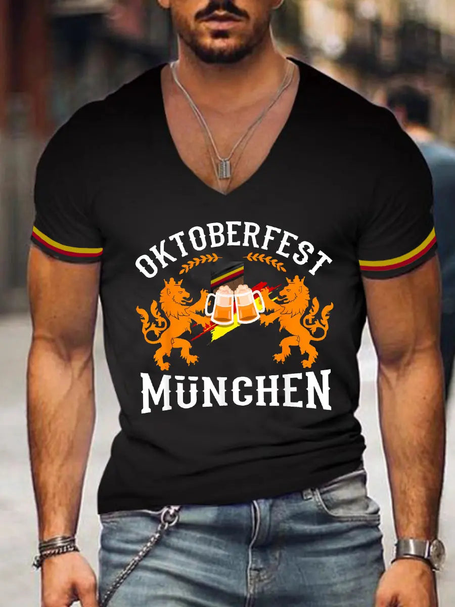 Herren Oktoberfest München Bier Kurzarm T-Shirt