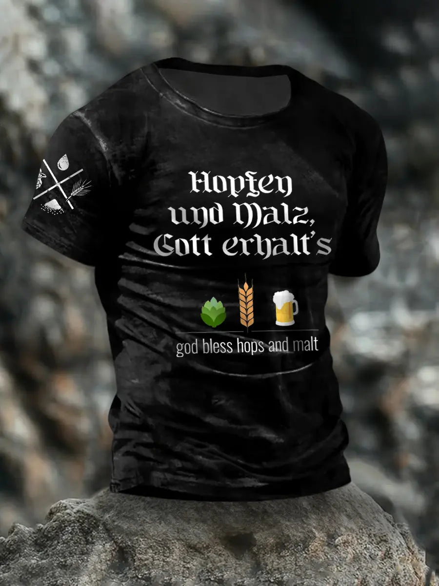 T-Shirt mit kurzen Ärmeln für Herren Hopfen und Malz