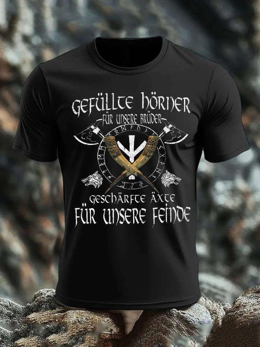 Bedrucktes T-Shirt im deutschen Viking-Stil für Männer