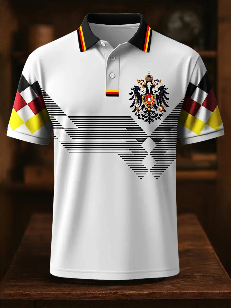 Männer schwarz rot und gelb bedruckt kurzärmliges Hemd