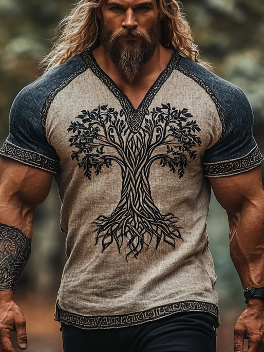 Herren-T-Shirt aus Baumwolle und Leinen Viking