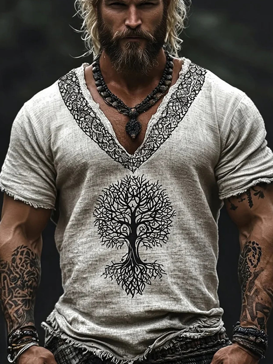 Herren-T-Shirt aus Baumwolle und Leinen Viking