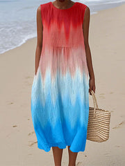 Frauen Unabhängigkeit stag inspirierte Kontrast farbe Leinen kleid