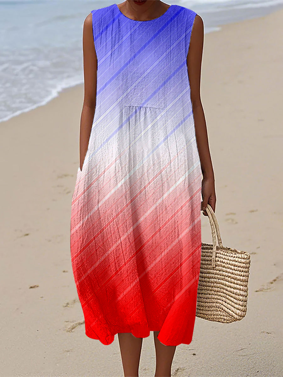 Frauen Unabhängigkeit stag inspirierte Kontrast farbe Leinen kleid