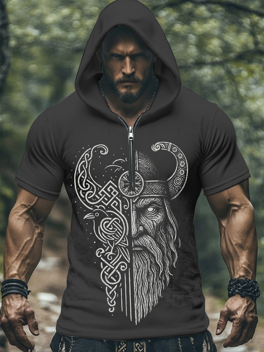 Herren Loses Basic V-Ausschnitt bedrucktes Kurzarm-T-Shirt