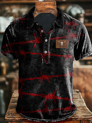 Herren Retro Cowboy Bull Head Print Lässiges kurzärmliges Oberteil