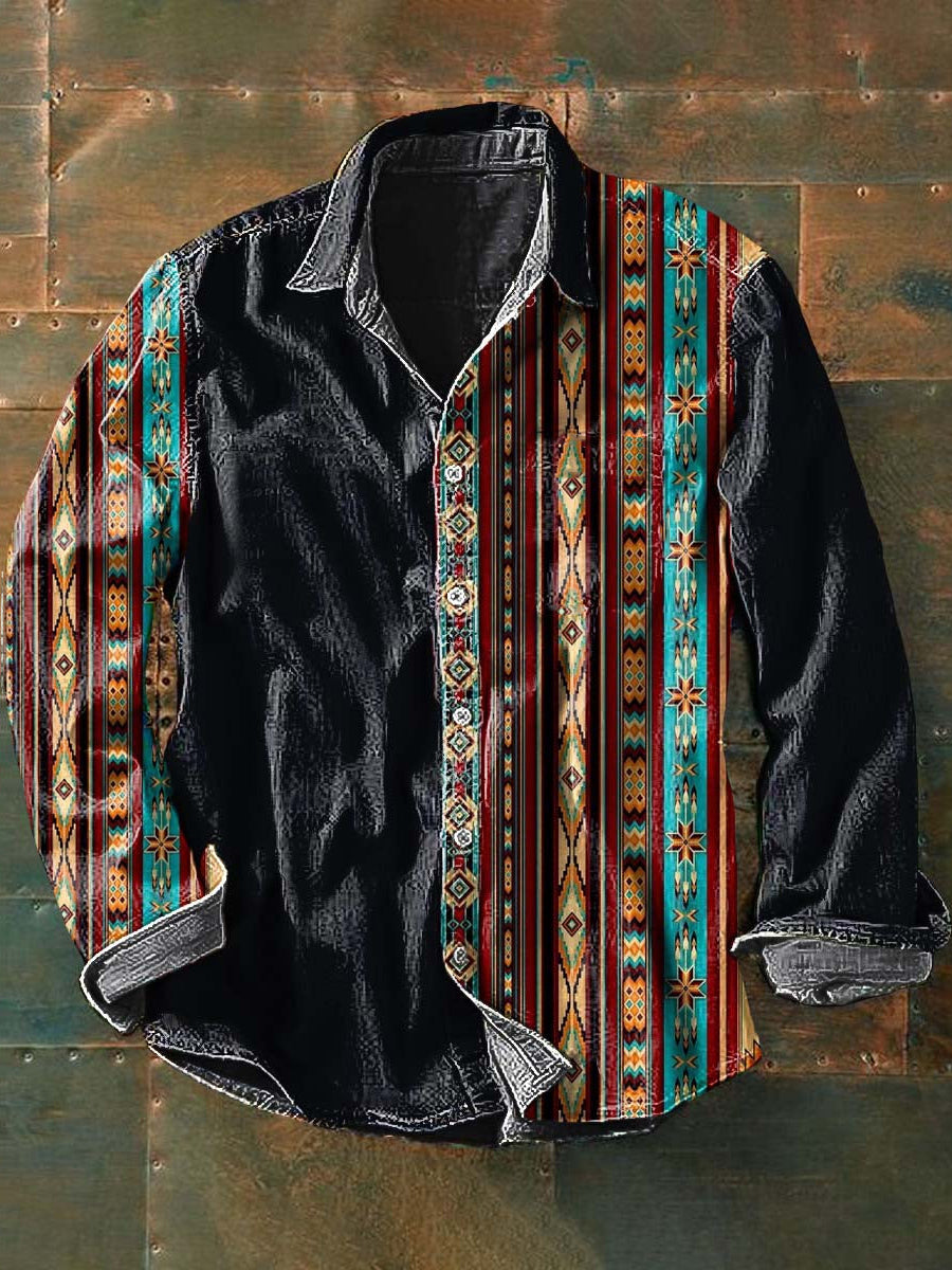 Westliches grafisches Langarm-Hemd für Männer