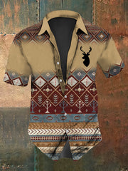 Westliches Hemd mit Hirsch druck Kurzarm für Männer