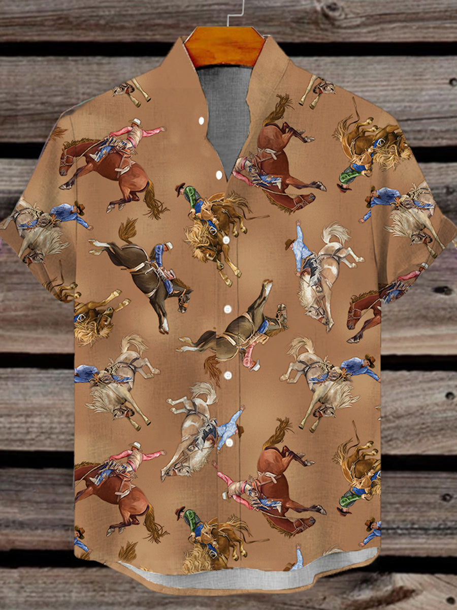 Westliches Hemd mit Jeans druck Kurzarm für Männer