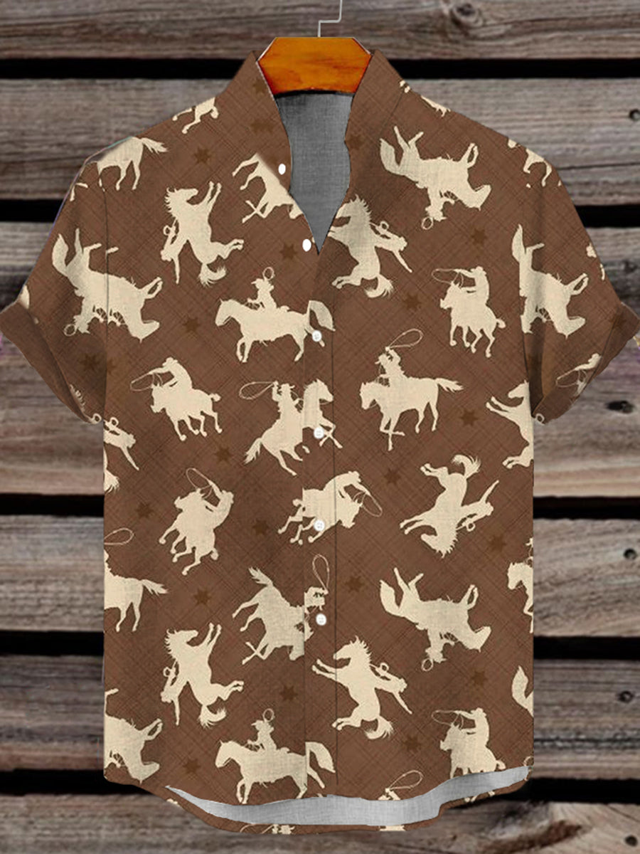 Westliches Hemd mit Jeans druck Kurzarm für Männer