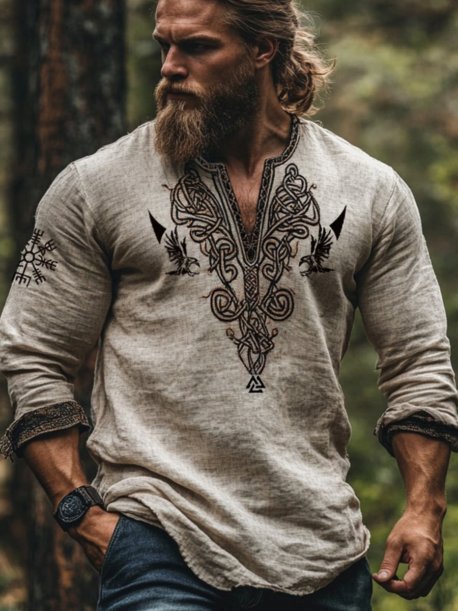 Herren Vintage Viking lang ärmel iges Top