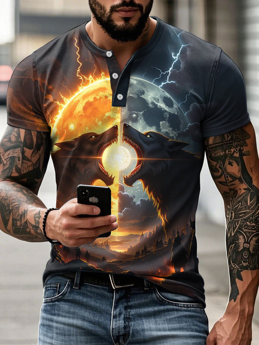 Männer Wikinger Mythologie Sköll & Hati T-Shirt