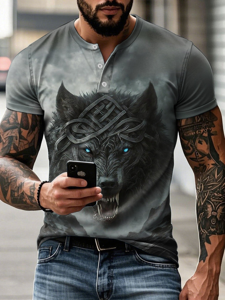 Herren Wikinger Mythologie Fenrir T-Shirt