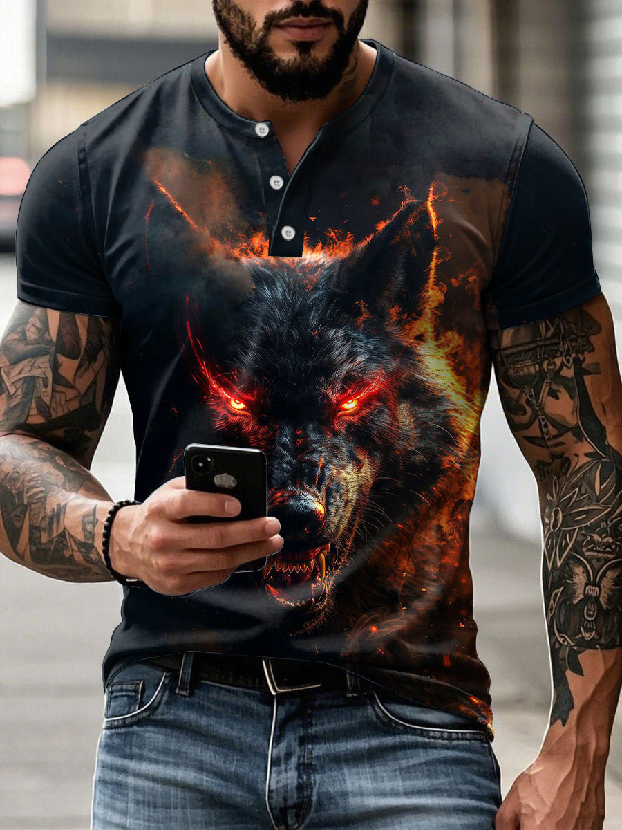 Herren Wikinger Mythologie Fenrir T-Shirt