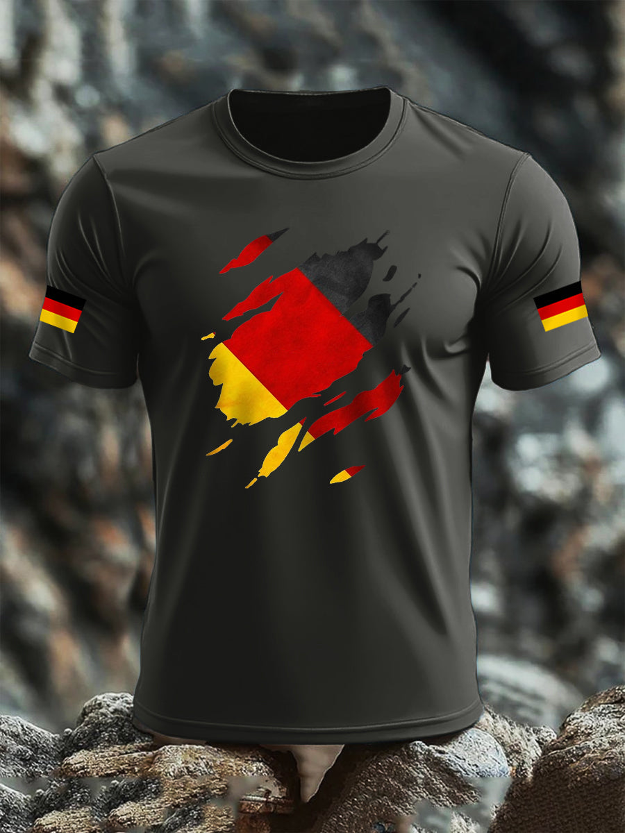 Kurzarm-T-Shirt aus Baumwolle für Männer mit Deutschland-Flagge