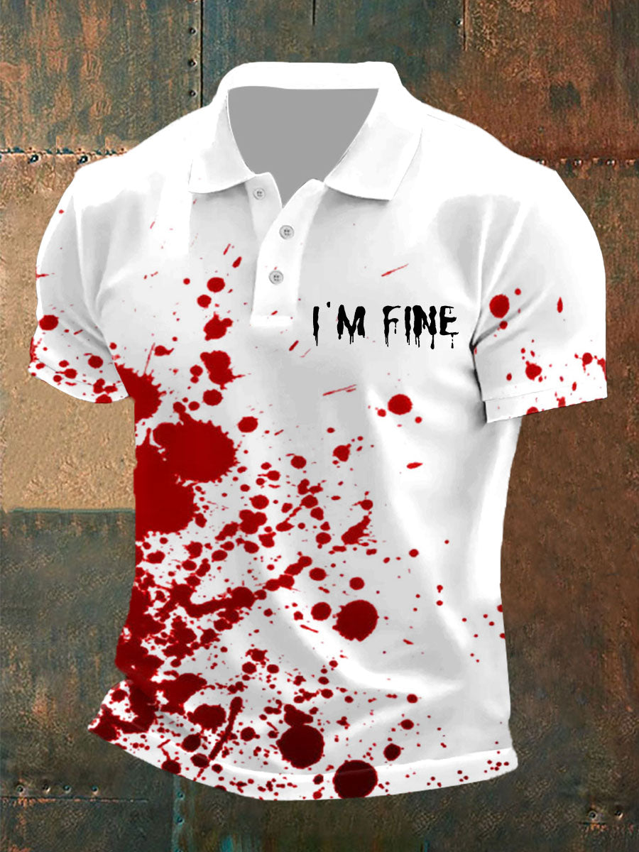 Herren I'm Fine Bloody Art Printed Casual Top