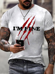 Herren I'm Fine Blutige Kunst gedruckt lässig T-Shirt