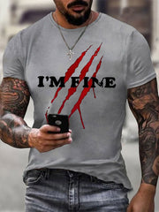 Herren I'm Fine Blutige Kunst gedruckt lässig T-Shirt