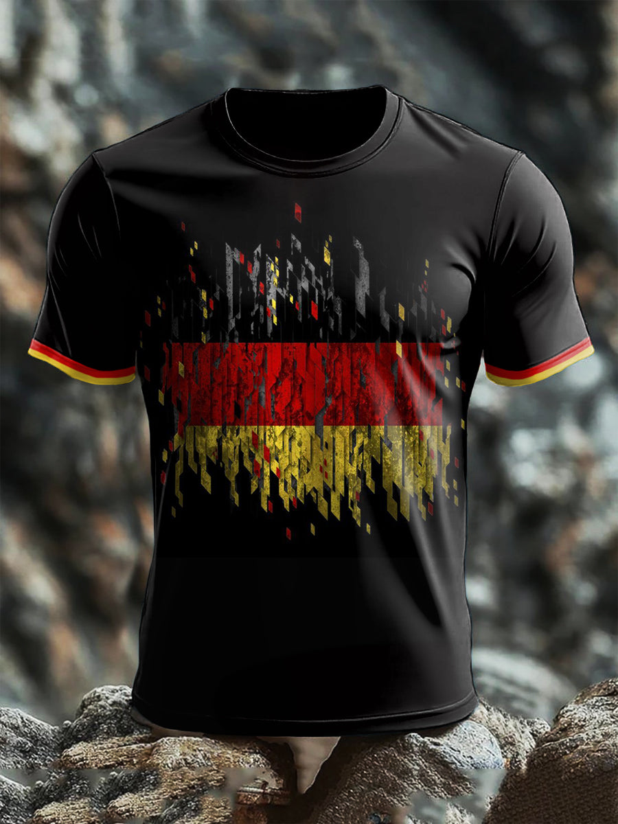 T-Shirt mit kurzen Ärmeln für Männer Deutschland Flag Art