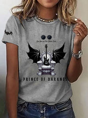 Damen Prince of Darkness bedrucktes lässiges T-Shirt