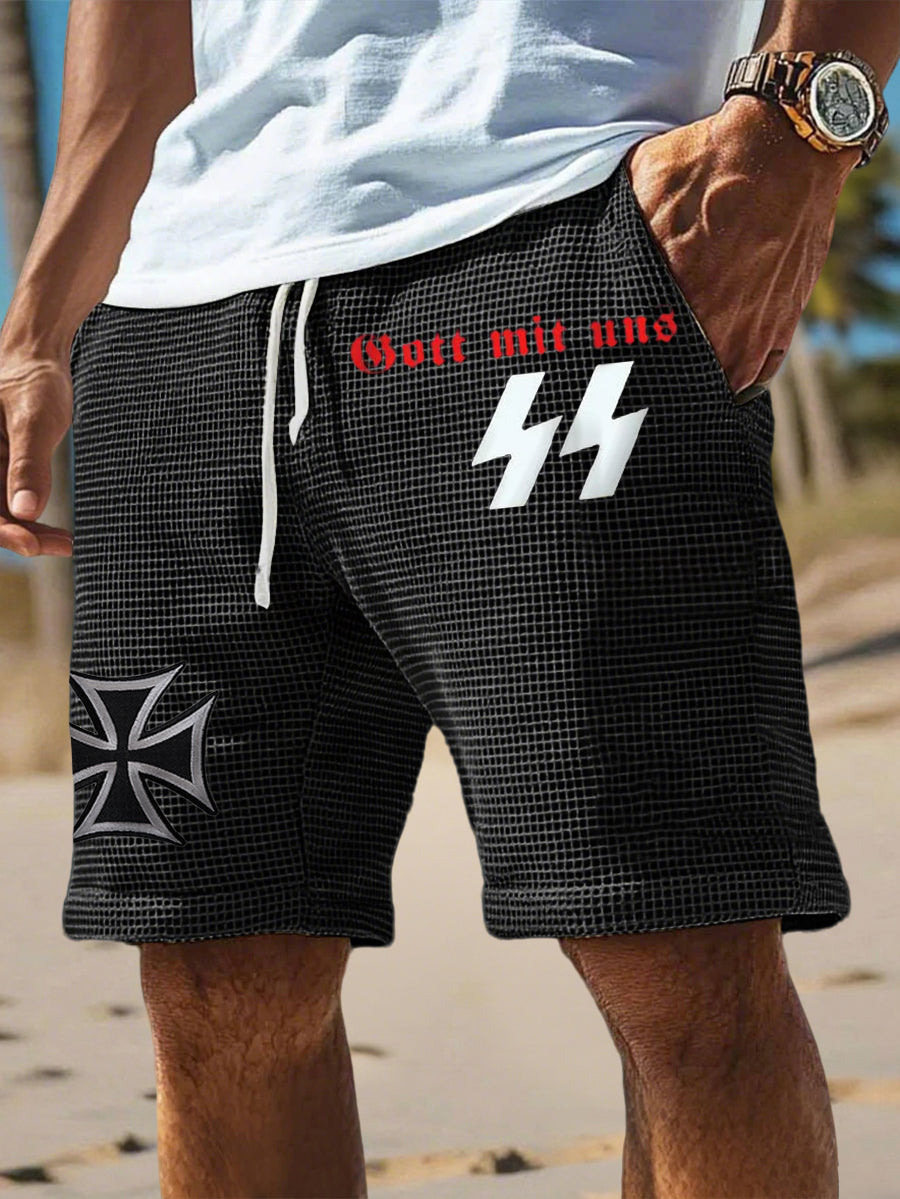 Herren Gott mit uns Bedruckte Waffel shorts