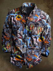 Herren Graffiti Kunstdruck Lässiges Langarm-Hemd