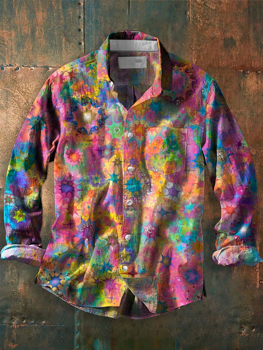 Herren Graffiti Kunstdruck Lässiges Langarm-Hemd