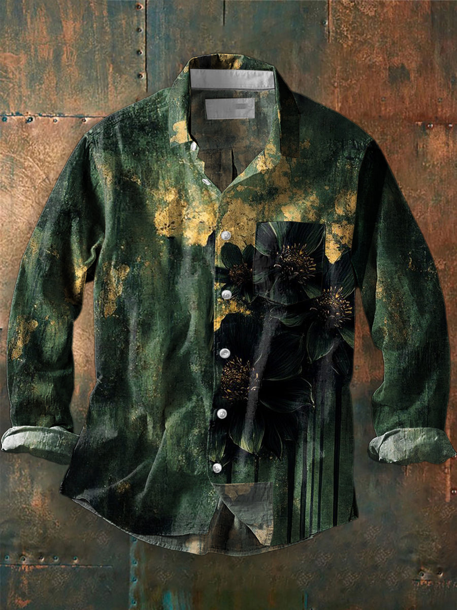 Herren Graffiti Kunstdruck Lässiges Langarm-Hemd