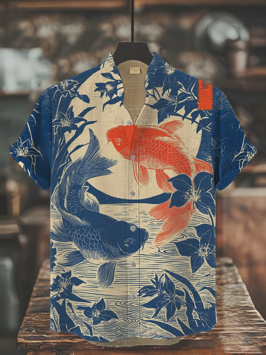 Bedrucktes Hemd der japanischen Kunst für Männer